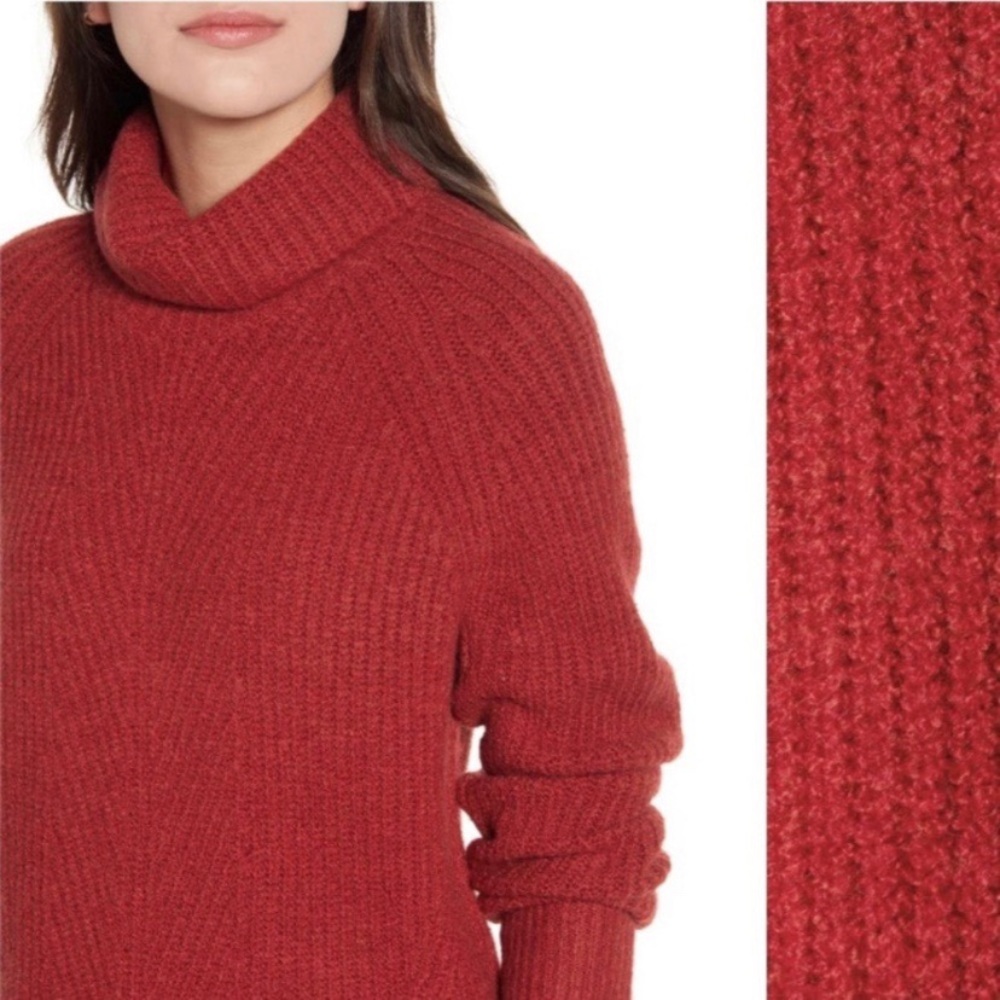 Madewell Turtleneck Sweater In Heather Ruby - Picture 9 of 11